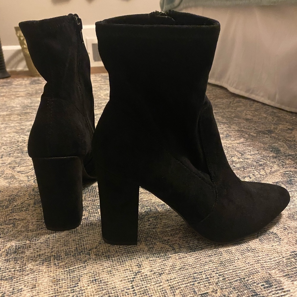 Black booties 4 inch block heel